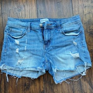 Women's distressed jean shorts